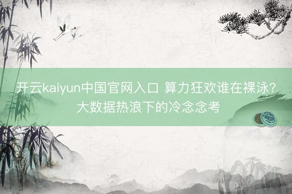 开云kaiyun中国官网入口 算力狂欢谁在裸泳? 大数据热浪下的冷念念考