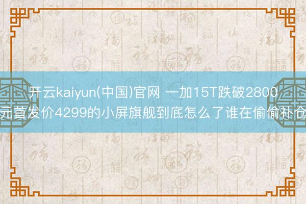 开云kaiyun(中国)官网 一加15T跌破2800元首发价4299的小屏旗舰到底怎么了谁在偷偷补仓