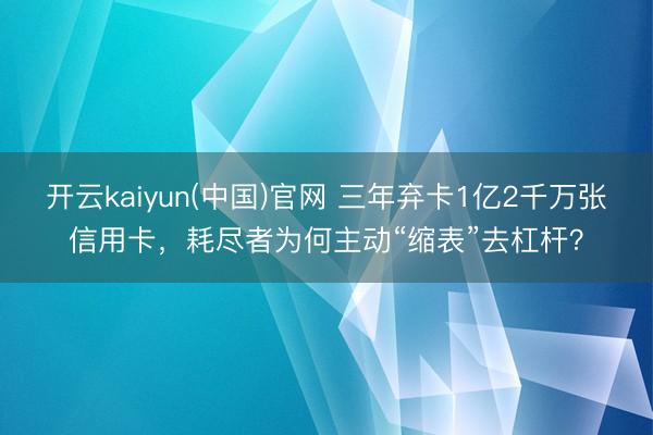 开云kaiyun(中国)官网 三年弃卡1亿2千万张信用卡，耗尽者为何主动“缩表”去杠杆？