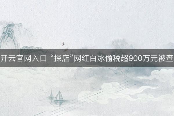 开云官网入口 “探店”网红白冰偷税超900万元被查
