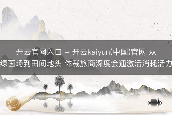 开云官网入口 - 开云kaiyun(中国)官网 从绿茵场到田间地头 体裁旅商深度会通激活消耗活力