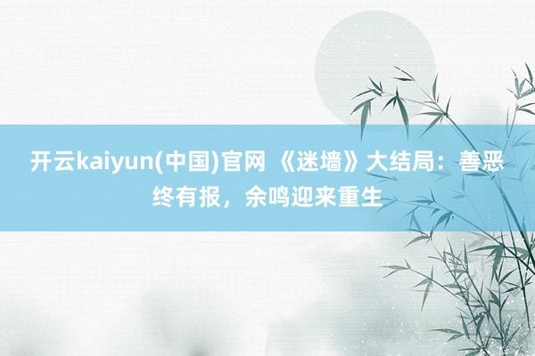 开云kaiyun(中国)官网 《迷墙》大结局：善恶终有报，余鸣迎来重生