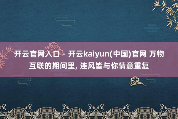 开云官网入口 - 开云kaiyun(中国)官网 万物互联的期间里, 连风皆与你情意重复